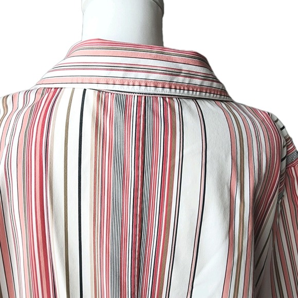 Susan Graver Women's Plus Shirt 2X Pink Stripe Cotton Casual Career Comfort - Picture 4 of 9